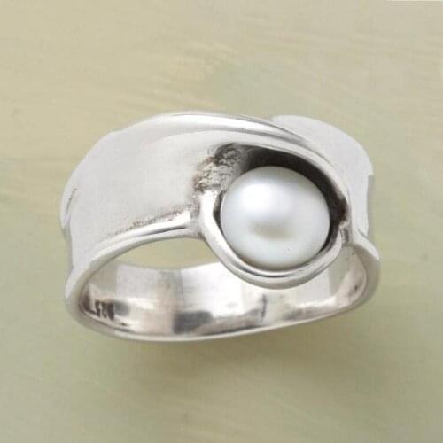 New Trendy Silver Color Pearls Nest Ring for Women Bridal Wedding Band Rings Engagement Anniversary Jewelry Gifts Dropshipping