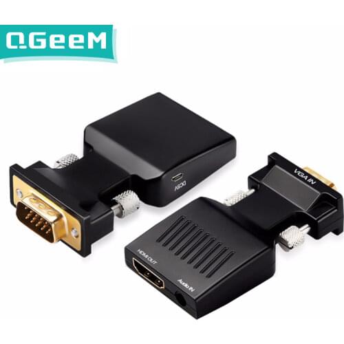 QGeeM VGA to HDMI Converter With Audio Full HD VGA to HDMI adapter with Video Output 1080P HD for PC Laptop HDMI toVGA