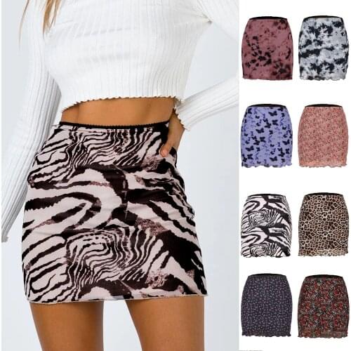 Printed Mesh Short Skirt High Waist Double-layer Slim Bag Hip Skirt 2021 Summer New Style Mini Skirt Skirts Womens