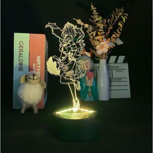 Cool LED Night Light Acrylic 3D Lamp Anime Nightlight Barbara Figure Genshin Impact Bedroom Decor Kid Fans Holiday Birthday Gift