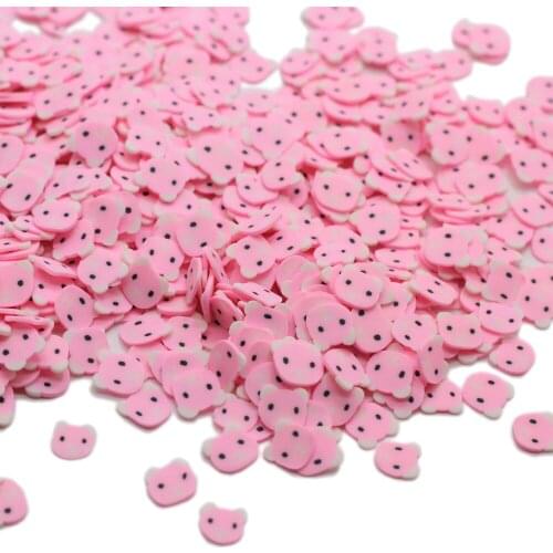 200/50g Love Baby Pink Bear Slices Supplies Toy Polymer Clay Cartoon Animal Slices Charms Accessories Addition Nail Art Decor