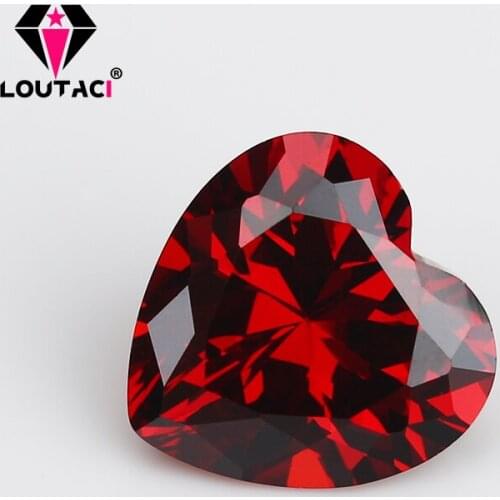 LOUTACI Colored Cubic Zirconia Heart Shape Garnet Color Precious Stones Well- Popular Provide Custom Small Size 3x3-4x4mm