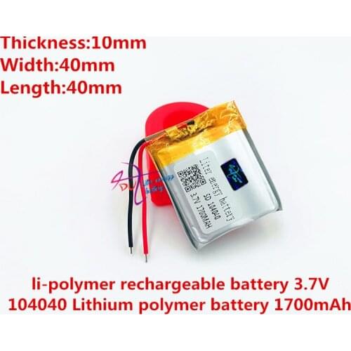 Best battery brand 3.7V,1700mAH 104040 polymer lithium ion / Li-ion battery for tablet pc,power bank,mp4,cel