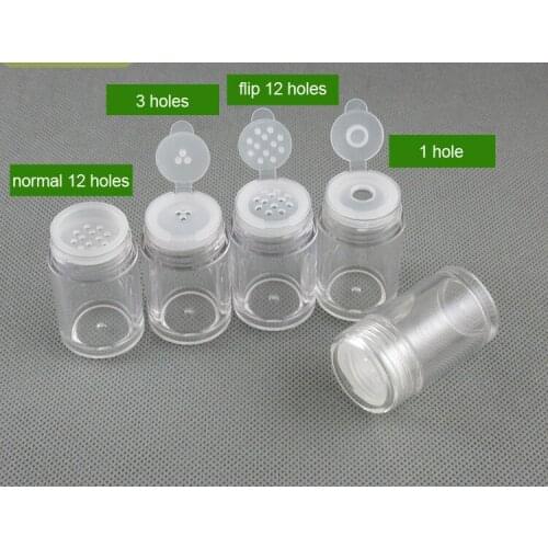 10ml Refillable Bottles loose powder jar with 1/3/12 holes nail powder bottle with sifter,colver nail glitter powder container