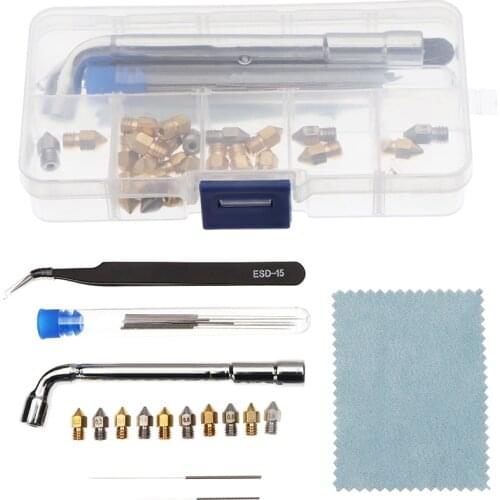 New 31pcs 3D Printer Nozzle Set 6mm Extruder Nozzles Thread Nozzle Mellow Printer Parts Brass Nozzle for Anycubic Mega/Creality