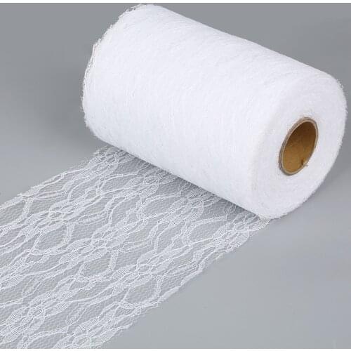NC White Tulle Rolls Spool Lace Trim Fabric DIY Embroidered White Lace Trimmings For Sewing Accessories Decoration 22 M/lot
