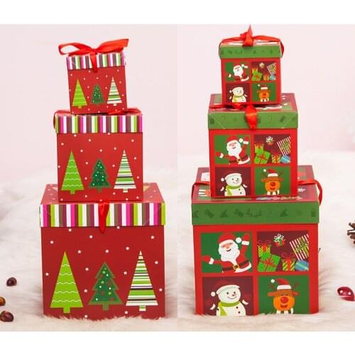 New Personalised Christmas Eve Gift Box Xmas Party Favour Present Gift Boxes Christmas Gift Holder Green Red