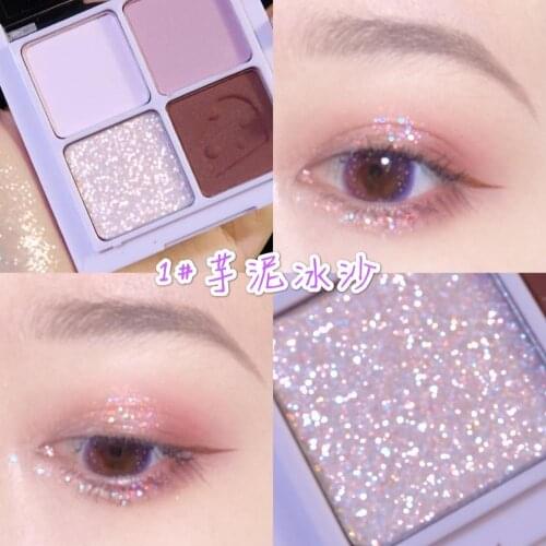 4-color sequins eyeshadow matte pearlescent glitter eyeshadow palette waterproof longlasting eye cosmestics