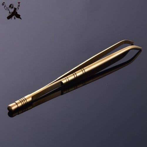 16.5cm Stainless Steel Gold Elbow Tweezer Mint Leaf Ice Clip Medical Kitchen Cooking Medical Tweezers Tongs Bar Cocktail Tools