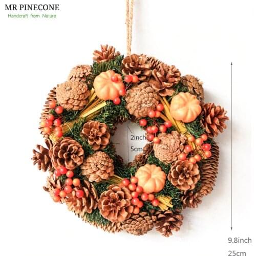 D9.8" Pinecones Candel Holder Natural Stuff Door Wreath Home Decor Thanksgiving Day Decor Pumpkin Autumn Wreath