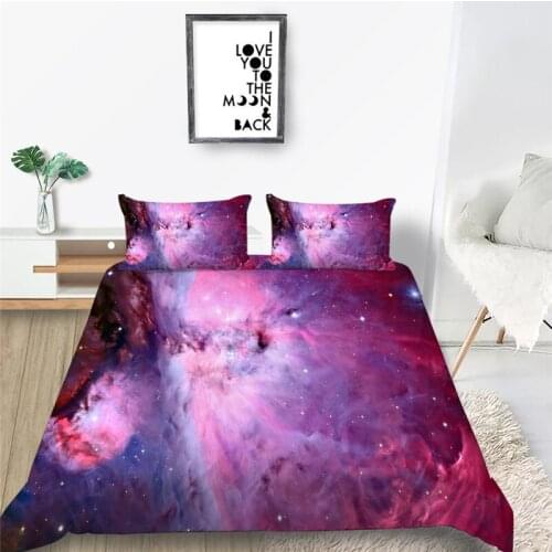 Pink Star Sky Galaxy Comforter Bedding Set Fantasy 3D Print Luxury Queen King Single Duvet Cover Set Home Textile Decor Modern