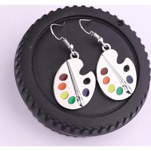 Fashion Creative Art Cartoon Geometric-loss Earring Pendant With Color Handmade Pigment Board Jewelry Earrings For Women