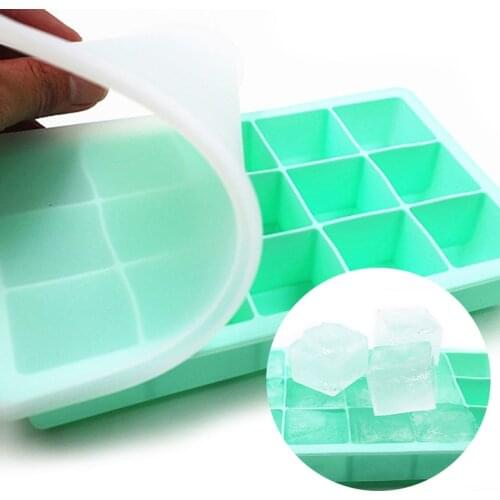 Square Shape Silicone Ice Tray Fruit Ice Cubes Maker Ice Cream Mold DIY Creative Big Ice Cubes Mold Bar Kitchen Accessories