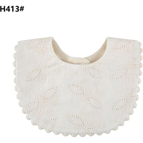 W3JF Newborn Baby Boys Girls Embroidery Saliva Towel Kids Toddler Feeding Burp Cotton Bib Scarf