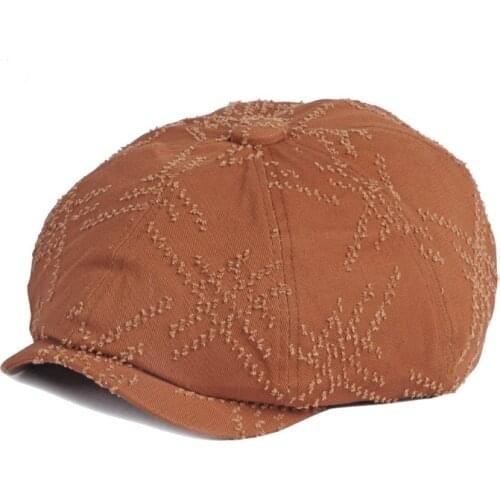 Distressed octagonal hat solid make old cotton women beret cap fashion vintage newsboy hat retro peaked cap visor dropshipping