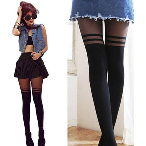 Thin Pantyhose Stockings Suspender Tights Summer Cute Sexy Women Lady Hosiery Temptation Black Sheer Mock