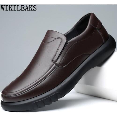Luxury Designer Leather Casual Shoes Man Platforms Black Slip on Shoes Men Brown Mens Loafers Shoes Zapatillas De Hombre Scarpe