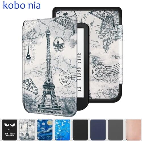 Smart case for Kobo Nia 2020 6-inch ereader PU leather print cover protective folio case with auto wakeup and sleep function
