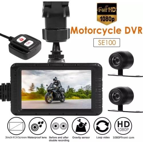 LAMJAD SE100 Full HD 1080P Motorcycle DVR Camera 3.0" Front Rear View Dual Lens Video Recorder Motorbike Night Vision Dashcam