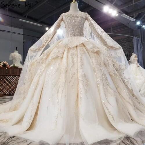 High-end Champagne Sleeveless Sexy Wedding Dresses 2020 Dubai Diamond Beading Luxury Bridal Gowns HX0225 Custom Made