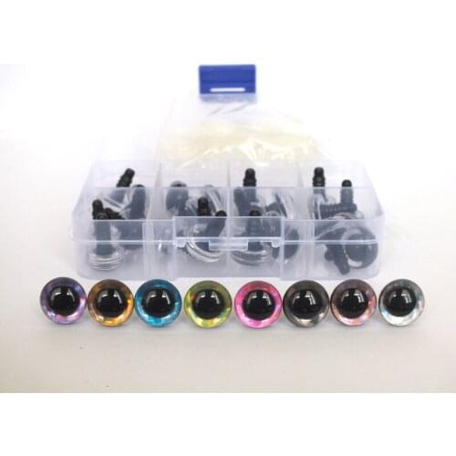 High Quality 32pcs 14/16/18mm 3D Glitter Plush Plastic Safety Eyes For Toys Amigurumi Doll Making Eyes For Dolls Mix Animal Box