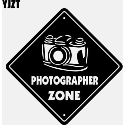 YJZT 13.5CM*13.5CM Photographer Zone Camera Lens Film Vinyl Black/Silver Car Sticker C22-0846