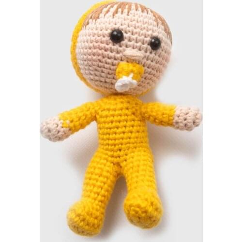 100%Cotton Amigurumi Yellow Doll For Girls And Boys Children Made Entirely By Hand With Organic Ropes