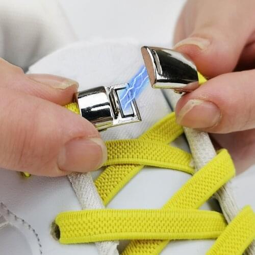 1 Pair / Elastic Shoelace Magnetic Metal lock Man And Woman General No Tie Shoelaces Fashion Sports Leisure Walking Lazy Lace