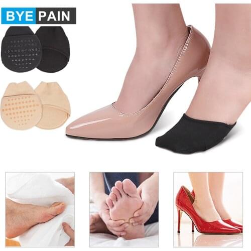 1Pair Womens Invisible Toe Cover with Padding Toe Topper Liner Socks Non-Skid Bottom for High Heels