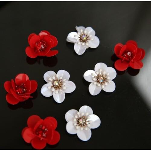 10Pcs/Lot manual nail bead sequined flower lace patch shoes patch applique clothes DIY decoration accessories