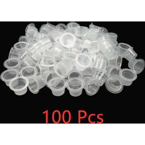 100pc S/M Permanent Makeup Pigment Clear Holder Container Cap Plastic Disposable Microblading Tattoo Ink Cups Tattoo Accessory