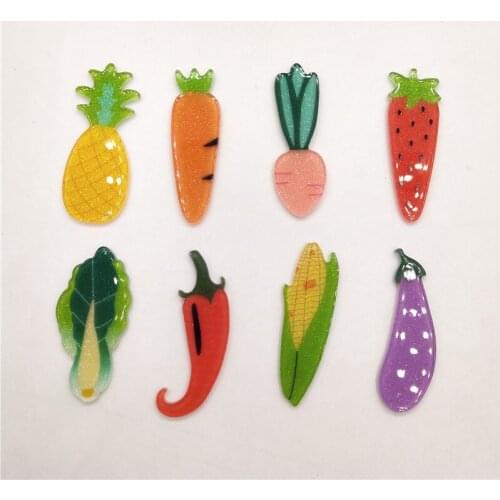 16pcs/lot fruits and vegetables Acrylic accessories for Jewelry accessories and handmade hair clip accessories
