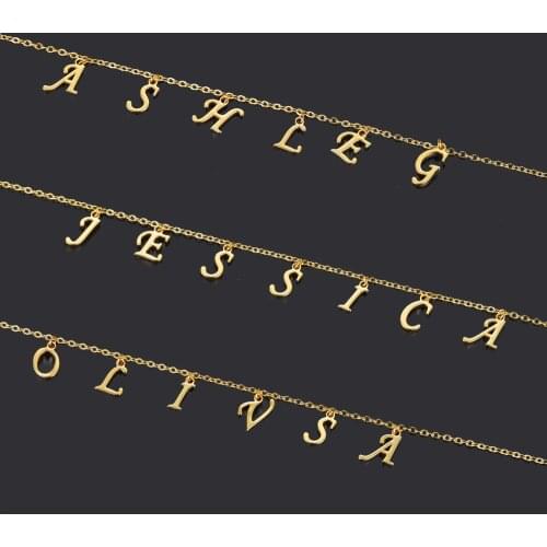 2021 New Custom Stainless Steel Name Necklace Female Letter Necklace Pendant A-Z Collarbone Chain Mothers Day Gift