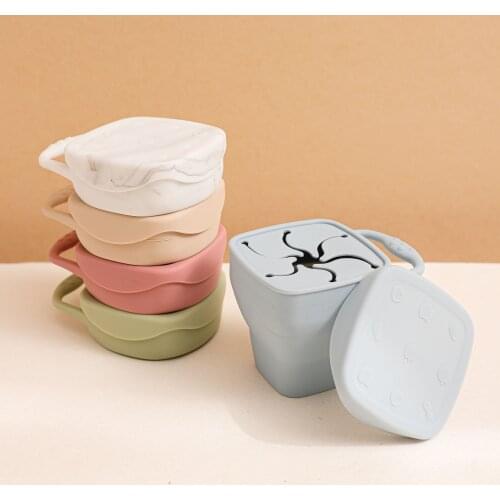5 Colors Solid Colors Baby Snack Cup BPA Free Kids Silicone Food Storage Box Portable Snack Container Baby Supplement Cup