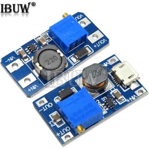 5PCS MT3608 Adjustable Boost Module 2A Boost Plate Step Up Module with MICRO USB 2V-24V to 5V 9V 12V 28V DC-DC