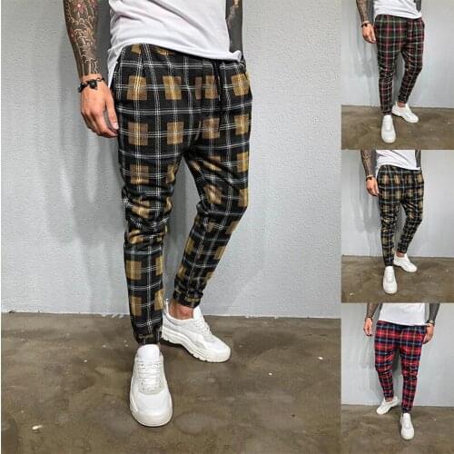 Mens Plaid 3D Digital Printing Casual Fashion Sports Pants Men Pliad Pants streetwear men