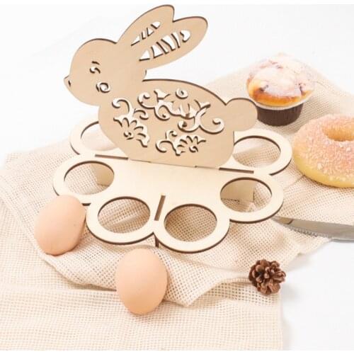 Wood Rabbit Design Egg Holder Rack Storage Display Rack Egg Holder Egg Storage Tray Easter Gift Home Restaurant Decoration