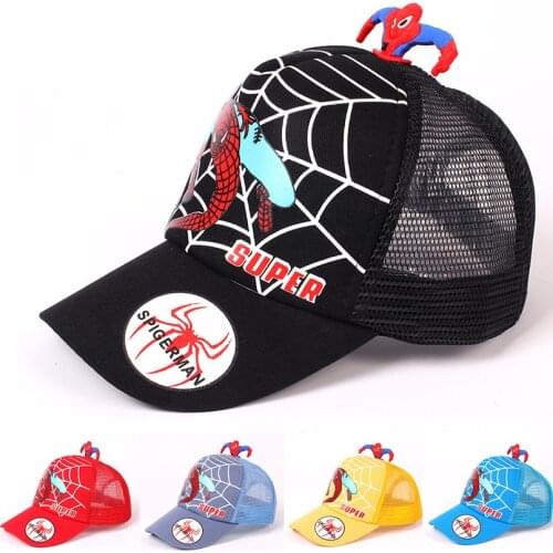 Cartoon Spiderman Children Cotton Baseball Cap Summer Spring Kids Boys Girls Hip Hop Hat Cosplay Sun Hat Baby Photography Props