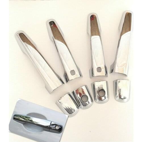 FUNDUOO For Mitsubishi L200 Triton Pickup 2006- 2014 With Smart Entry Buttons Chrome car door handle cover Trim