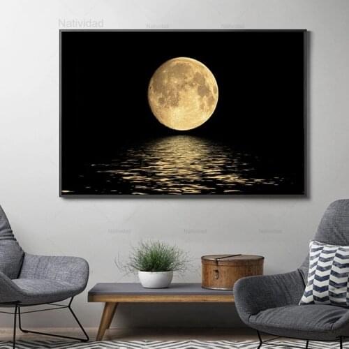 Canvas Modern Wall Art Posters Black White Moon Canvas Paintings and Prints Art Abstract Modular Pictures Nordic Decoration Home