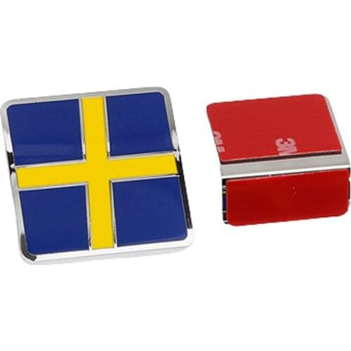 1PC Swedish Flag Badge Car Grille Front Grill Metal Emblem Sticker For Volvo XC60 XC40