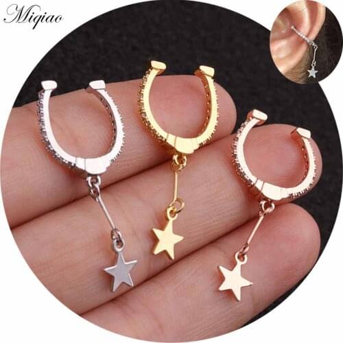 Miqiao 2pcs Fashion Personality Five-pointed Star Pendant Ear Clip Piercing Jewelry