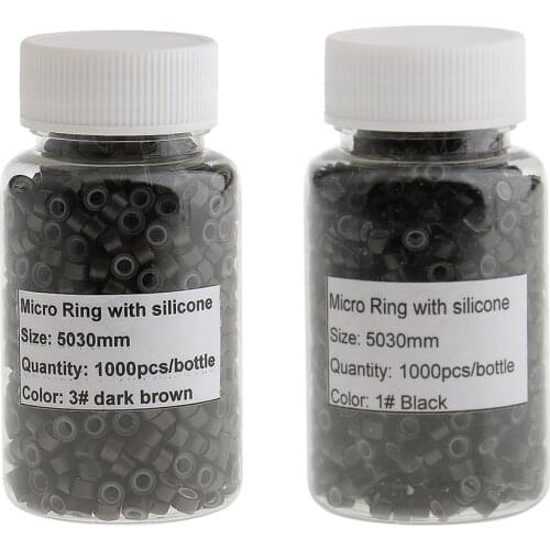 Lots 2000Pcs Micro Loop Human Hair Extensions Full Color Ring Bead Silicone