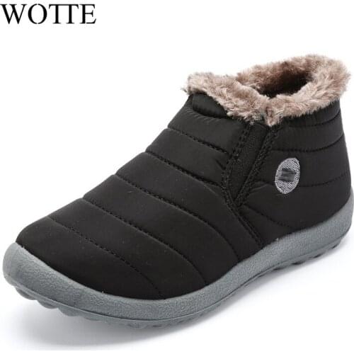 Men Snow Boots Women Shoes Winter Flat Unisex Ankle Boots Female Slip On Furry Fur Skid Plus Size Warm Plush Couple Style Cotton