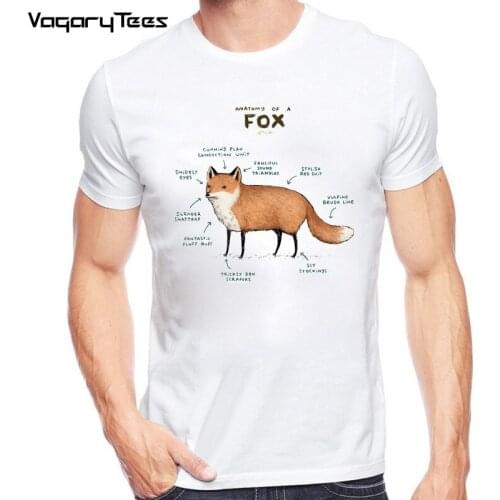 New Arrivals Fashion T-shirt Men Fox Drawing Printing t-shirt Tops Casual cartoon watercolor fox homme Tee Shirt