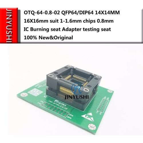 Opentop OTQ-64-0.8-02 QFP64/DIP64 ENPLAS 14*14MM 16*16mm suit 1-1.6mm chips 0.8mm IC Burning seat Adapter test Socket test bench