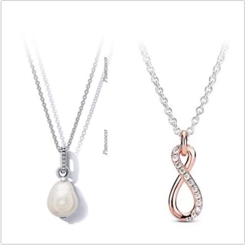 Authentic 925 Sterling Silver Freshwater Cultured Baroque Pearl Pendant Necklace For Women Bead Charm Diy Fashion Jewelry