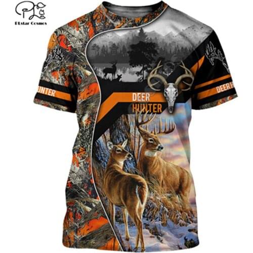 PLstar Cosmos Animal Deer Bow Hunting Hunter Camo Harajuku Fashion 3D Printed Shorts Sleeves T-shirts Men/Women t shirts 04