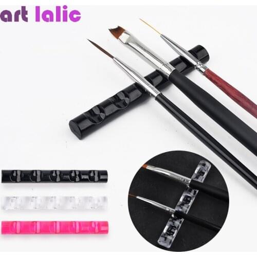 1Pc Nail Brush Stand 5 Grids Acrylic Rack Rest Painting Pen Holder Shelf Display Carrier Storage Tips Salon Manicure Tools