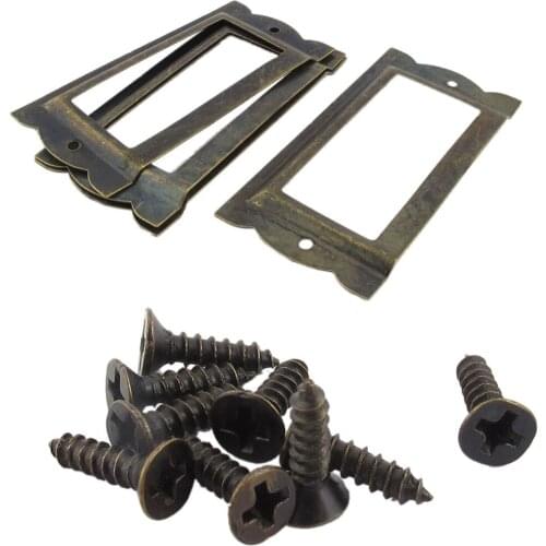 Practical Office File Drawer Tag Label Holder 85mm x 42mm 4 Pcs Bronze Tone